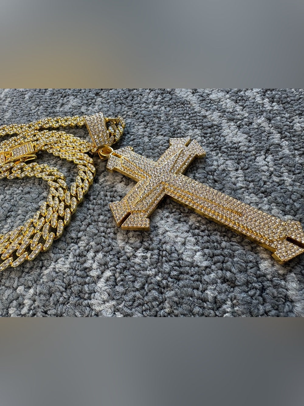 Bling iced cross and pendant necklace